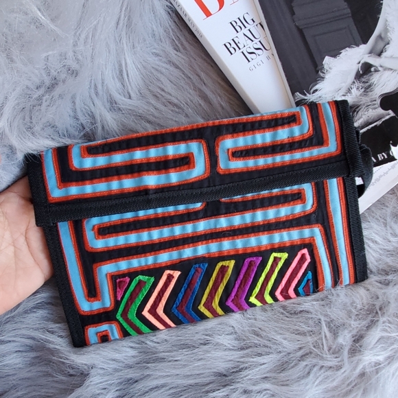 Envelop Clutch / Mola / Boho/ Etnic artisanal - Picture 7 of 8